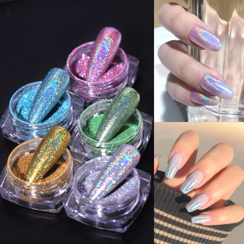 Holographic Glitter Acrylic Nail Powder Kit With Glitter, Silver