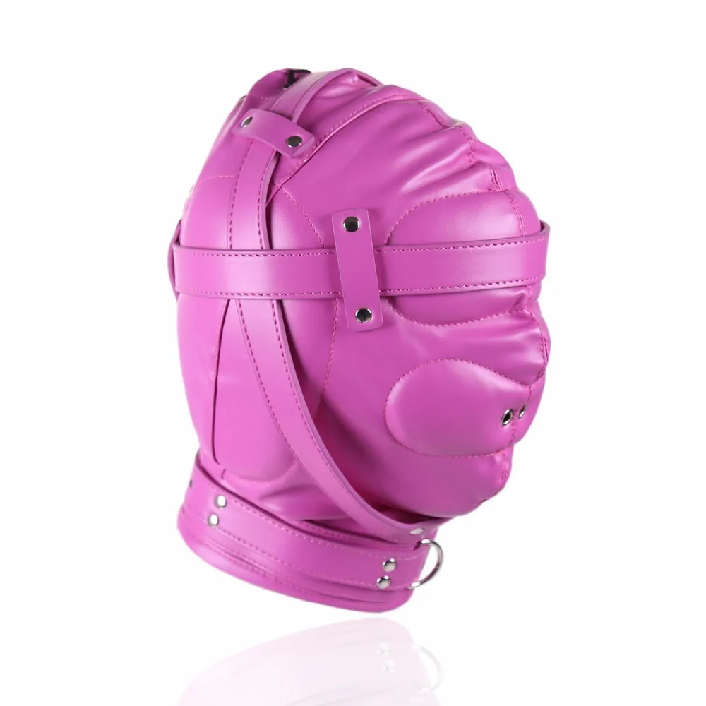 Sex Toys For Couples BDSM Bondage Full Masks Sensory Deprivation Gimp SM Leather Padded Slave Role Play Hood W_voghion.com