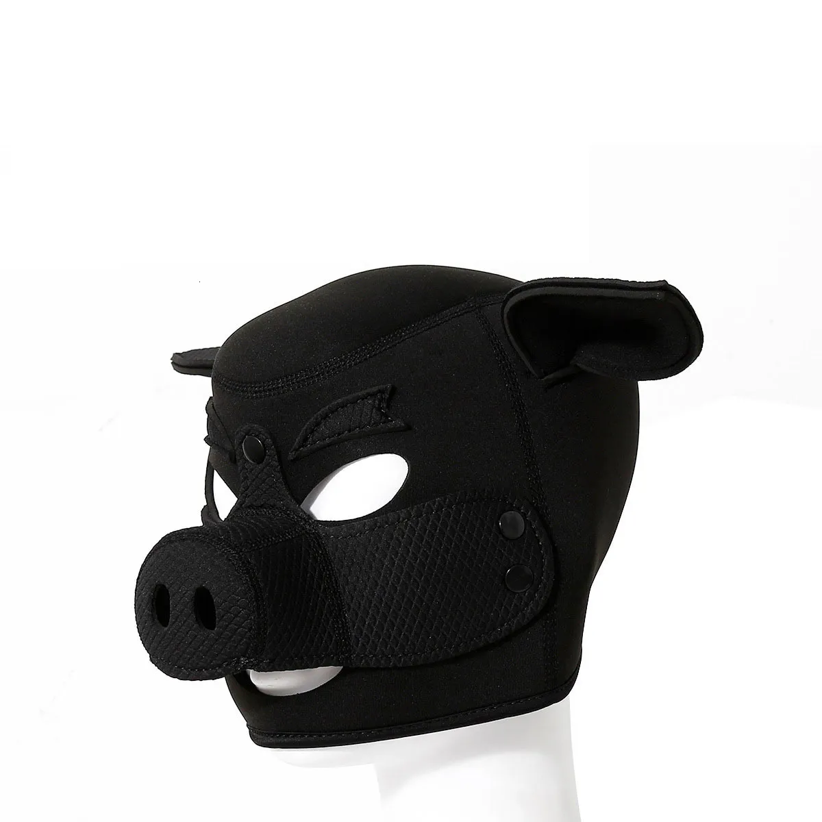 Sexspielzeug für Paare, Neopren-Fetisch-Tiermaske mit abnehmbarer Nase, voller Kopf, Bondage, BDSM, Schwein, Sklavenhaube_voghion.com
