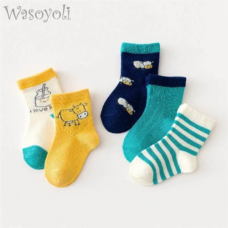Kids Socks Children Short 5 Pairs Lot 1 10 Years Cow Milk Colorful Summer Spring Autumn Cotton Girl Boy Cute Child Clothing 230711