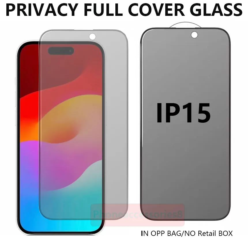 iPhone 15のプライバシーガラスプロテクター15 14 13 12 Mini 11 Pro Max Xr XS SE 6 7 8 Plus Anti-Spy Full Cover Tempered Glass Wholesale