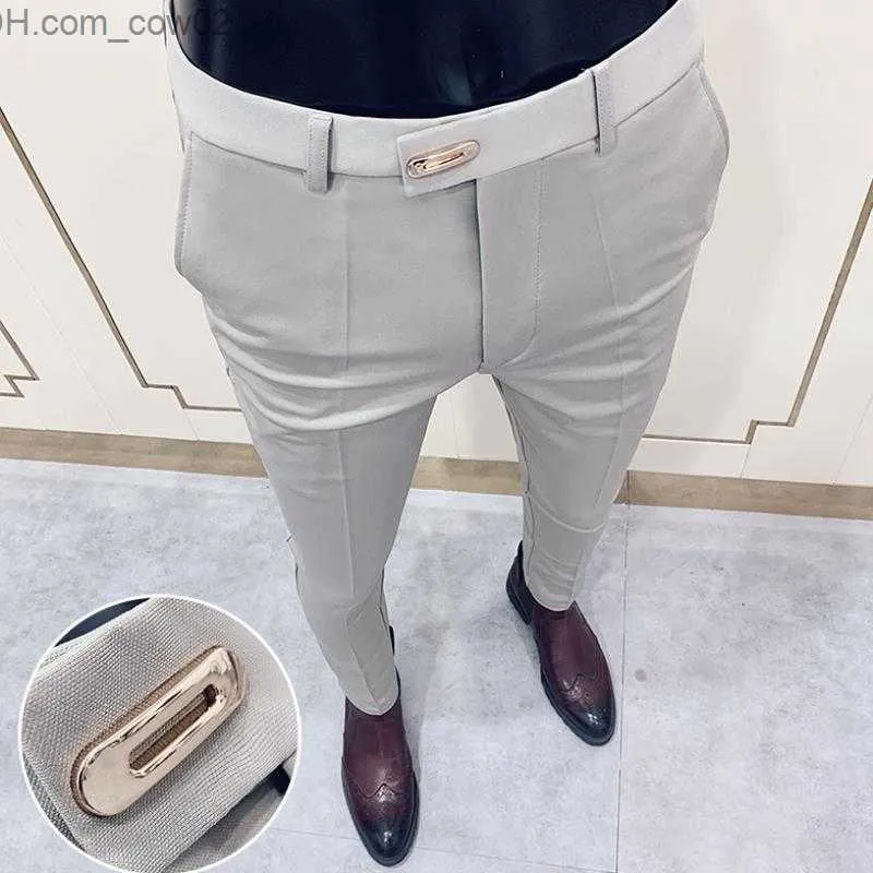 Men's Business Dress Pants Solid Color Ultra Thin Suitable for Formal ...