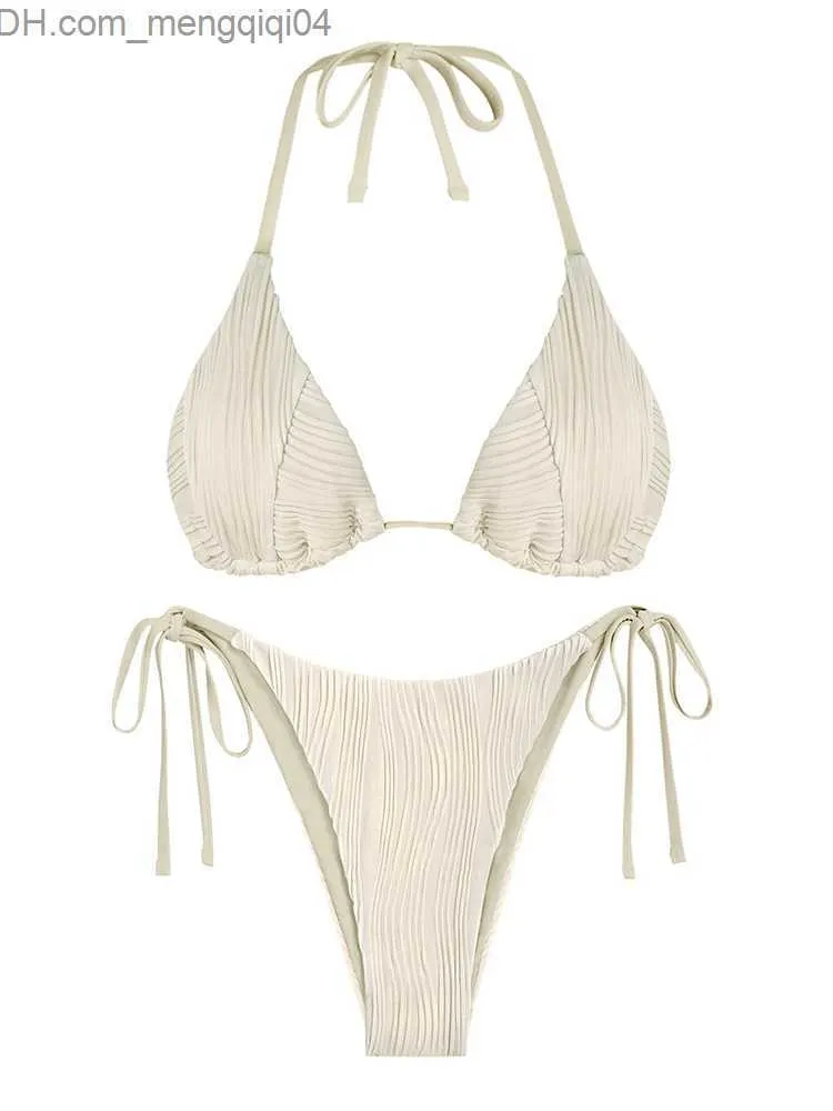 Costumi da bagno da donna ZAFUL Costumi da bagno a triangolo senza schienale da donna Cinturino Top Perizoma Bikini Completo con laccetti laterali Accappatoio Solido Costumi da bagno Z230712