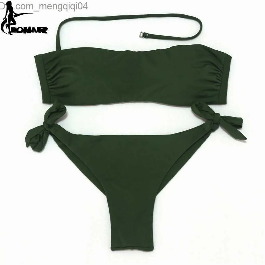 Женские купальники Eonar Bikini 2022 Solid Women's Swimsuit Brazil Cut Bottom Bikini Set Show-Up Swimsuit женский купальник Z230712