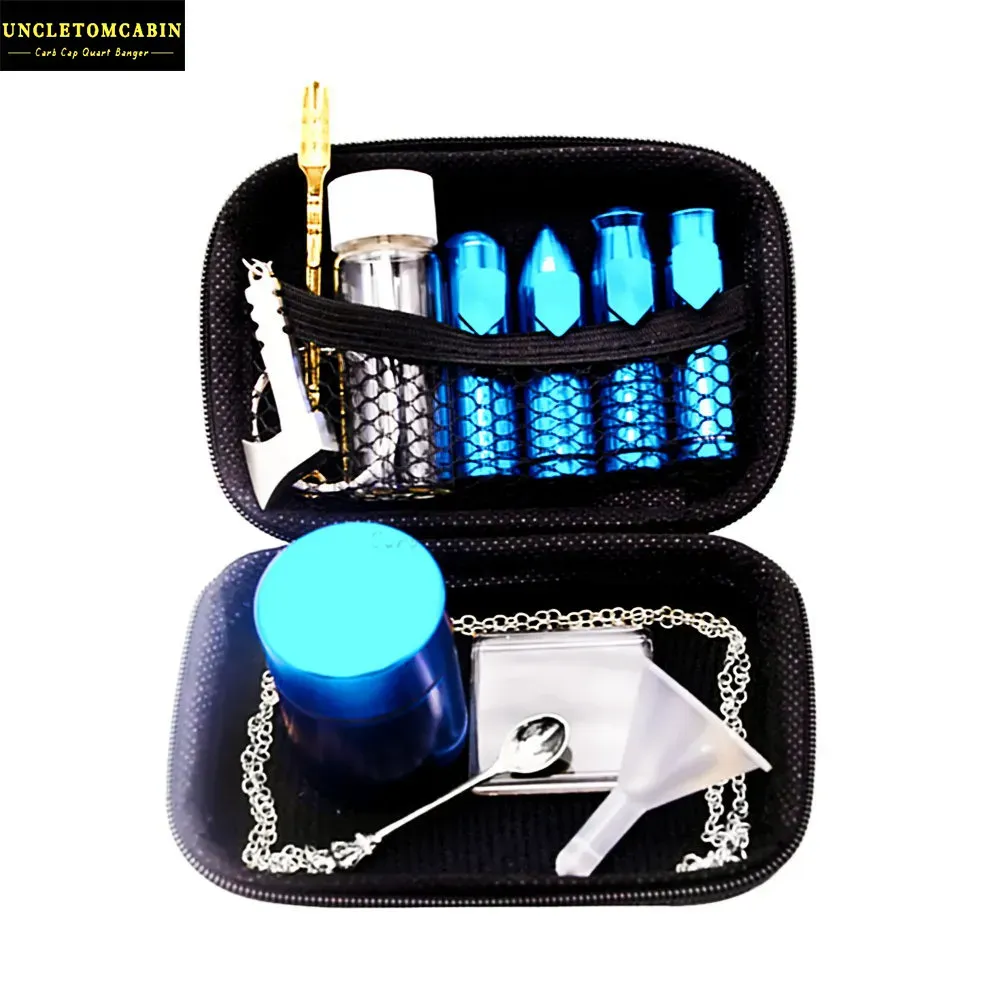 Smoke Shop Tobak Snus Snorter Kit Aluminium Snus Snorter Sniff Dispenser Näsrör Metallförvaringsbehållare Stash Burk Glasflaska Metallsked Dab Rig