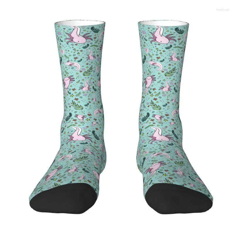 Calcetines de hombre Moda Axolotl Vestido Unisex Cómodo Cálido 3D Impreso Anfibio Relaxolotl Relax Crew