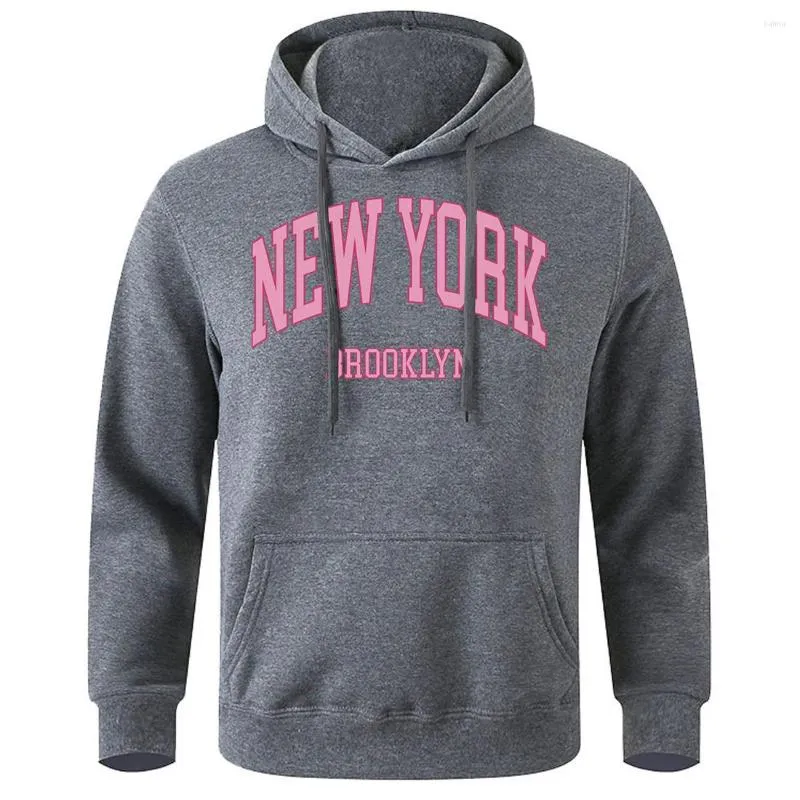 Felpe con cappuccio da uomo York Brooklyn Pink City Letter Felpa con cappuccio da uomo All Match O-Collo Felpa con cappuccio traspirante Soft Street Harajuku Abbigliamento sportivo sportivo