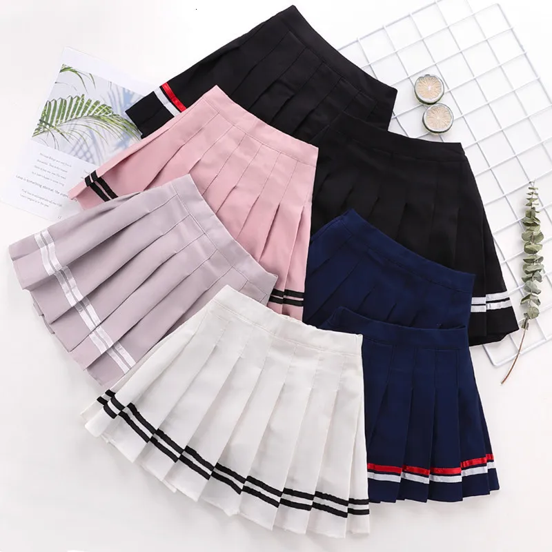 Saias Crianças meninas traje escolar inferior esqui princesa plissado esqui casual sólido Tutu mini saia verão roupas infantis 1-13Y 230710