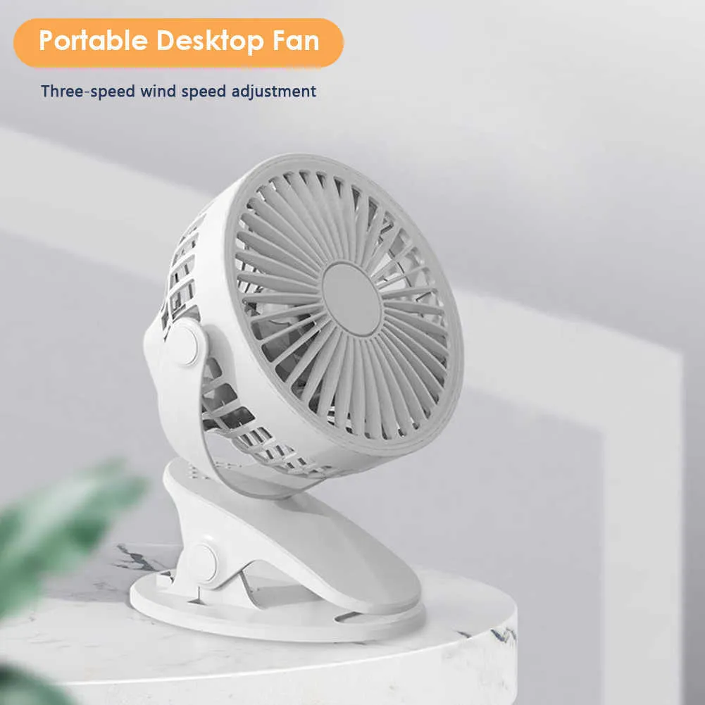 Elektriska fläktar USB Mini Cooling Fan Rechargeble Desktop Clip-On Camping Fan Silent Brushless Air Circulators hastigheter Justerbar Mini Desk Fan