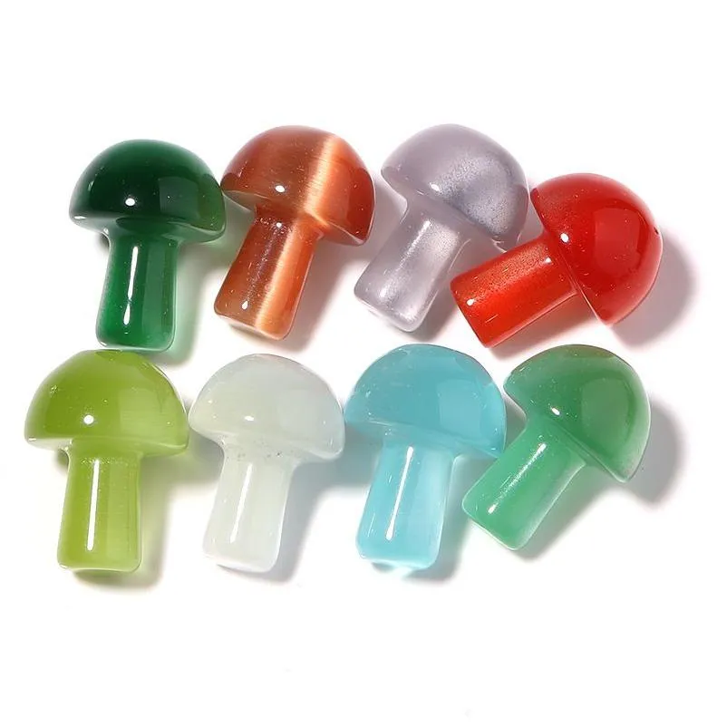 Curated visual reference: Visual Reference: Stone Cats Eye Mushroom Statue 2Cm Mini Quartz Aquarium Decor