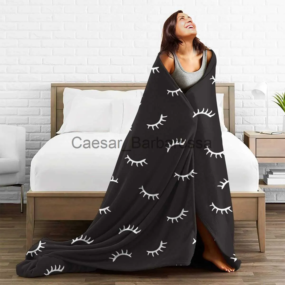 Blankets Eyelash Blanket Velvet Print Beauty Glam Closed Eyes