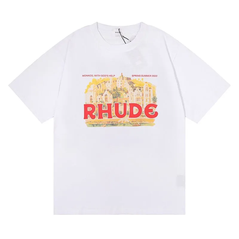 Rhude Mens T Shirt High Quality Tess Designer Casual Fashion Short Sleeve Europe America Men Women Round Neck Tshirts US Size S-XXL 5qq