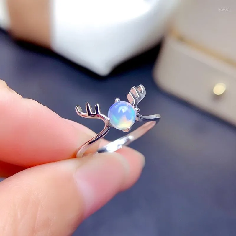 Klusterringar 5MM Opal Ring För Kvinnor Födelsedagspresent Äkta 925 Sterling Silver Fina Smycken Naturliga Färgglada Ädelsten Mode Design Gratis Frakt