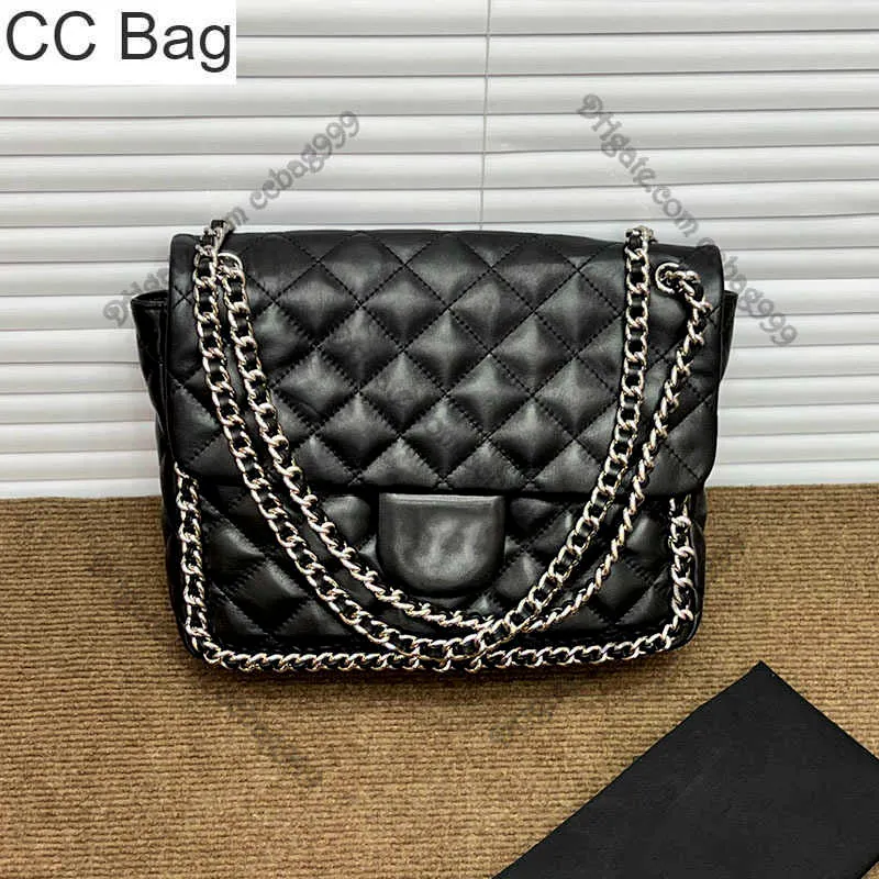 CC Sac Marque Française Femmes Vintage Aéroport Carré Sacs En Cuir De Veau Noir Diamant Matelassé Classique Totes Matériel En Métal Argenté Sacoche Designer Épaule Sac À Main