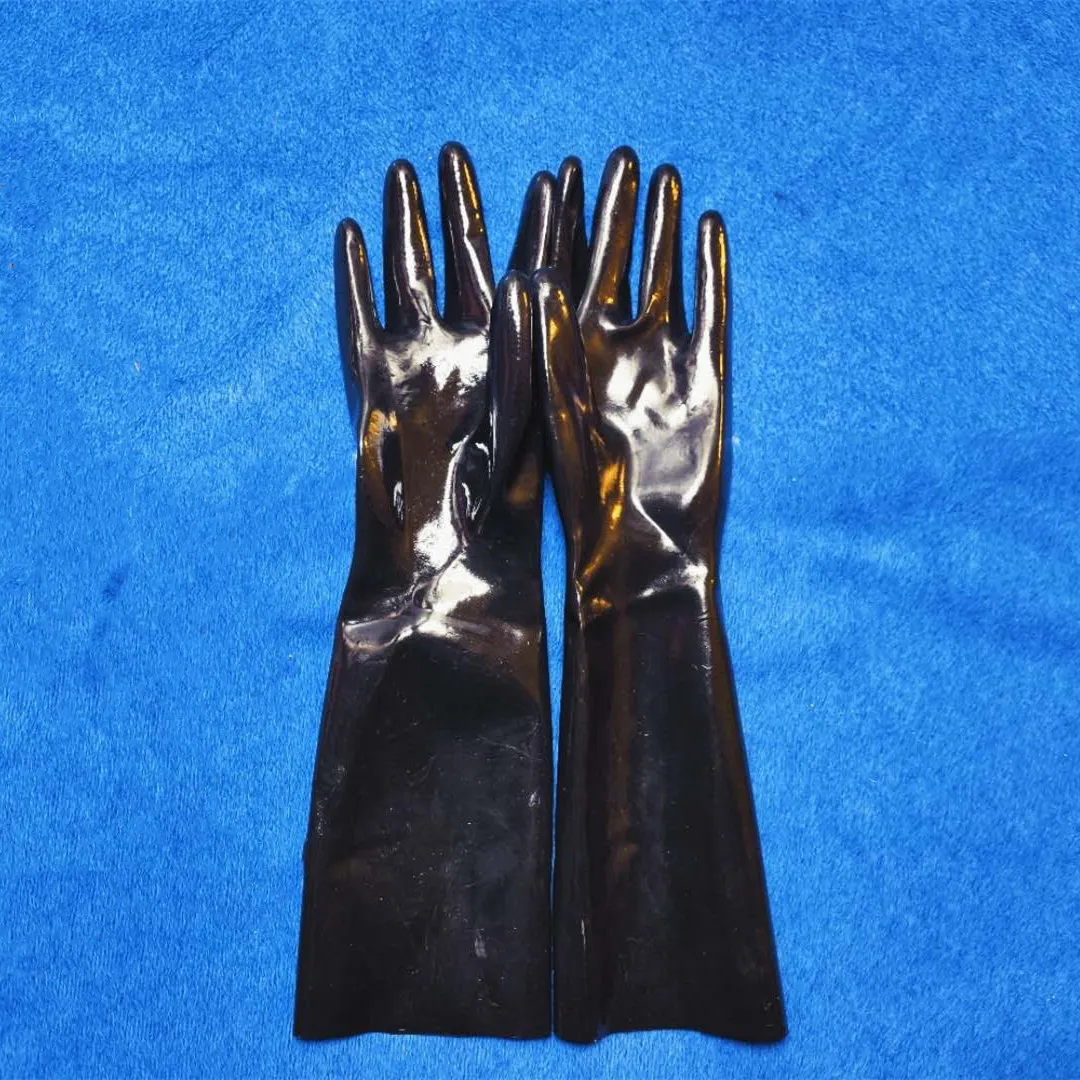 Gants en latex sexy pour adultes, gants en caoutchouc courts noirs