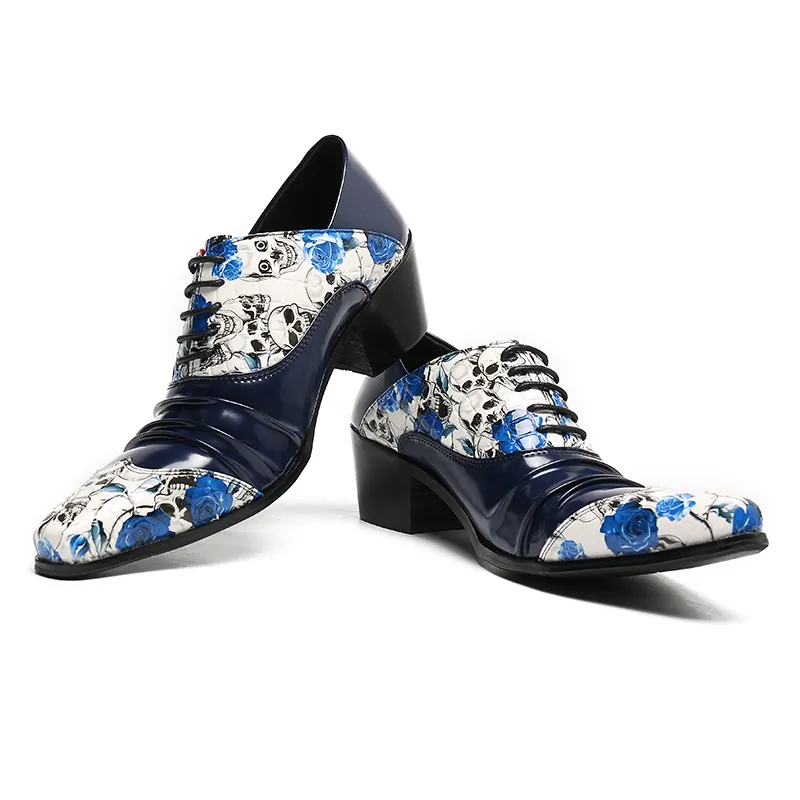 2023 Moda Plus Size Sapatos sociais masculinos de dedo do pé pontudo floral para festa de casamento masculino sapato brogue formal couro genuíno masculino sapatos oxford