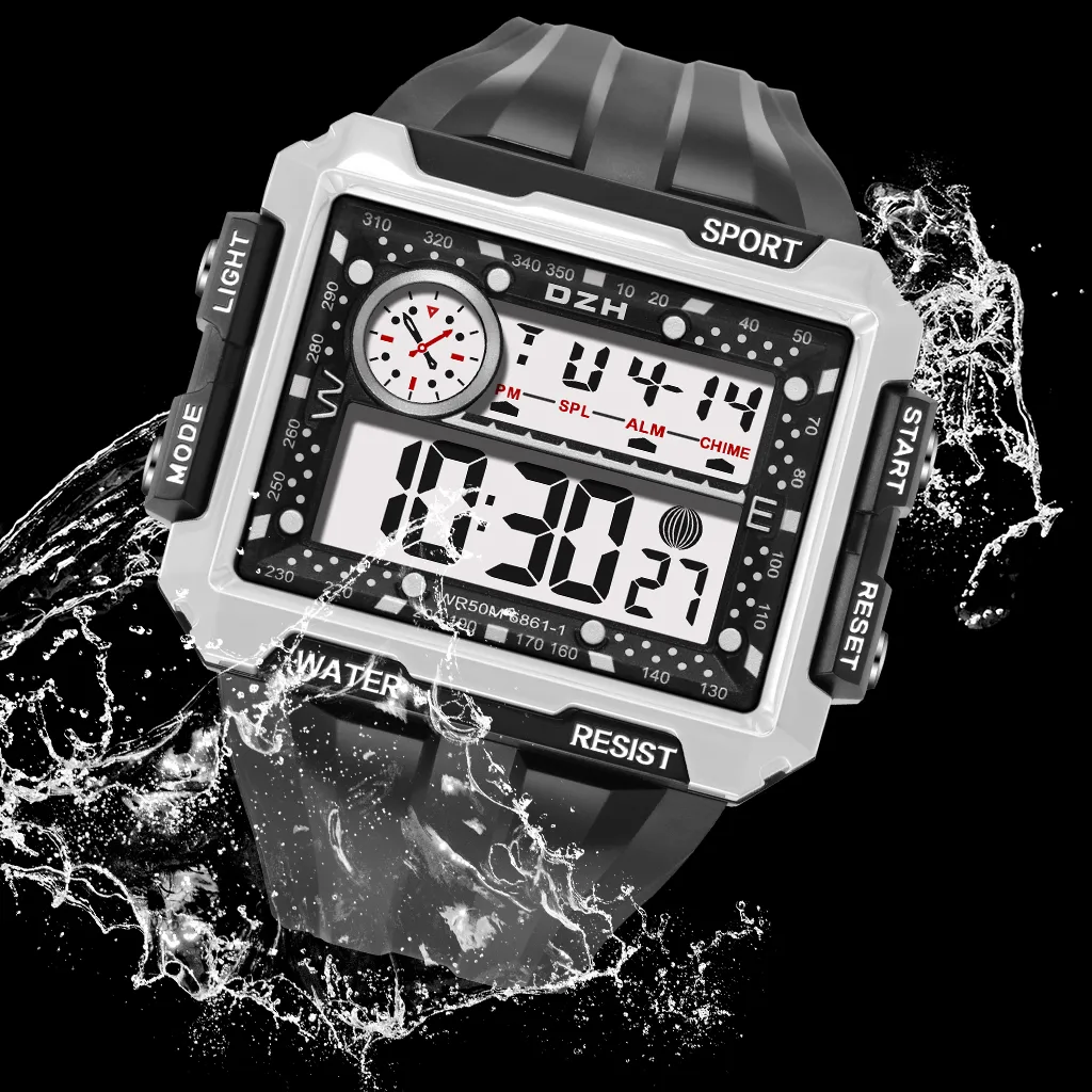 Snoke Antry Men Watch Outdoor Sports Big Dial Watch Watch Waters Waterproste Electronic Clock Digital Watch Relogio Masculino