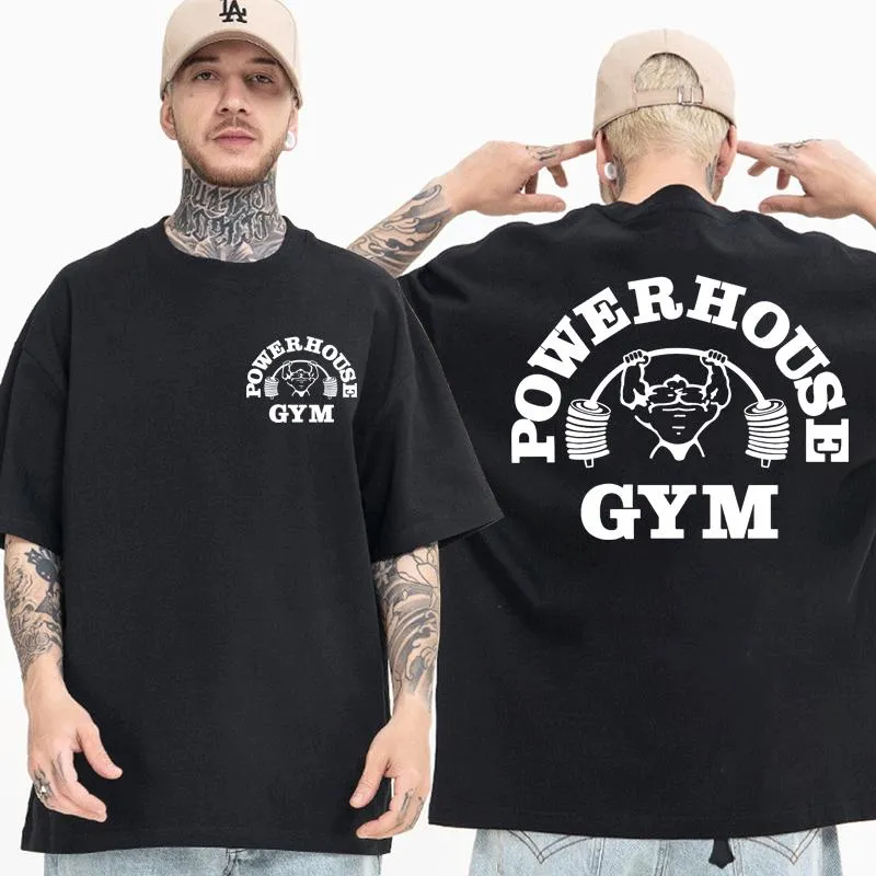 Klänning kraftkraft gym grafik tshirt män kvinnor kläder roliga överdimensionerade kort ärm tee skjortor haruku geek fiess vintage t -shirt