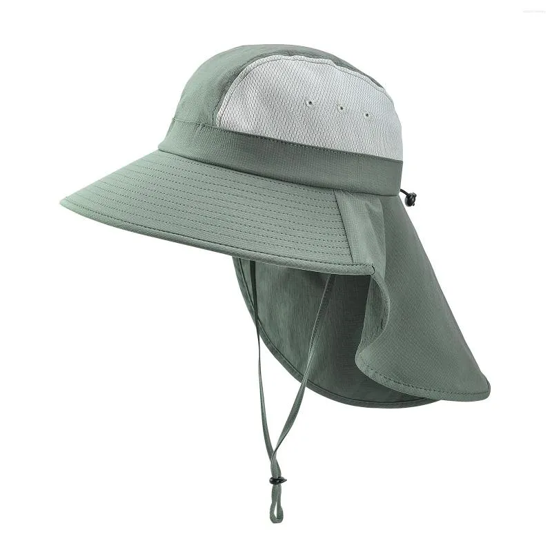 Bérets JANGOUL hommes casquette de pêche large bord chapeau de soleil avec couvre-cou seau pour camping en plein air randonnée jardinage pelouse travail sur le terrain