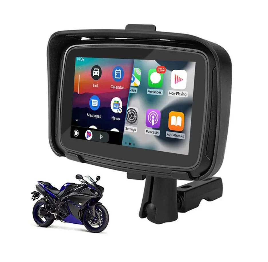 5-Zoll-tragbarer Motorrad-Carplay-IPX7-wasserdichter Monitor für drahtlose Carplay-GPS-Navigation Moto-Bildschirm Android Auto Car Play Video