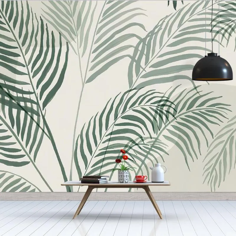 Papéis de parede modernos botânicos verde folha de palmeira tropical inky tropical 3d papel de parede para corredor casa escritório papel de parede palmetto decoração po