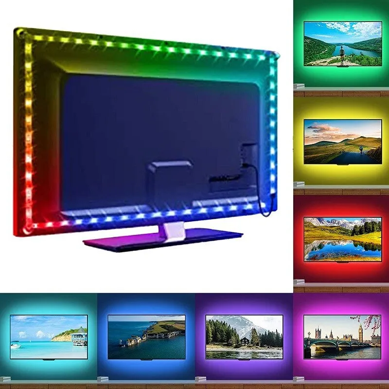 Striscia di luci a Led 5V per camera Nastro Usb Rgb per TV Cucina 5M 10M Decorazione della sala giochi Nastro Led flessibile con batteria D2.0