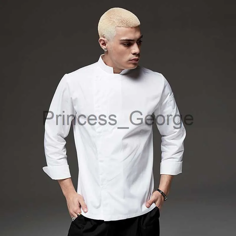 Outros Vestuário Jaqueta Chef de Alta Qualidade Manga Comprida Unissex Cozinha Cozinha Uniforme Restaurante Café Padaria Barbearia Garçom Camisa de trabalho x0711