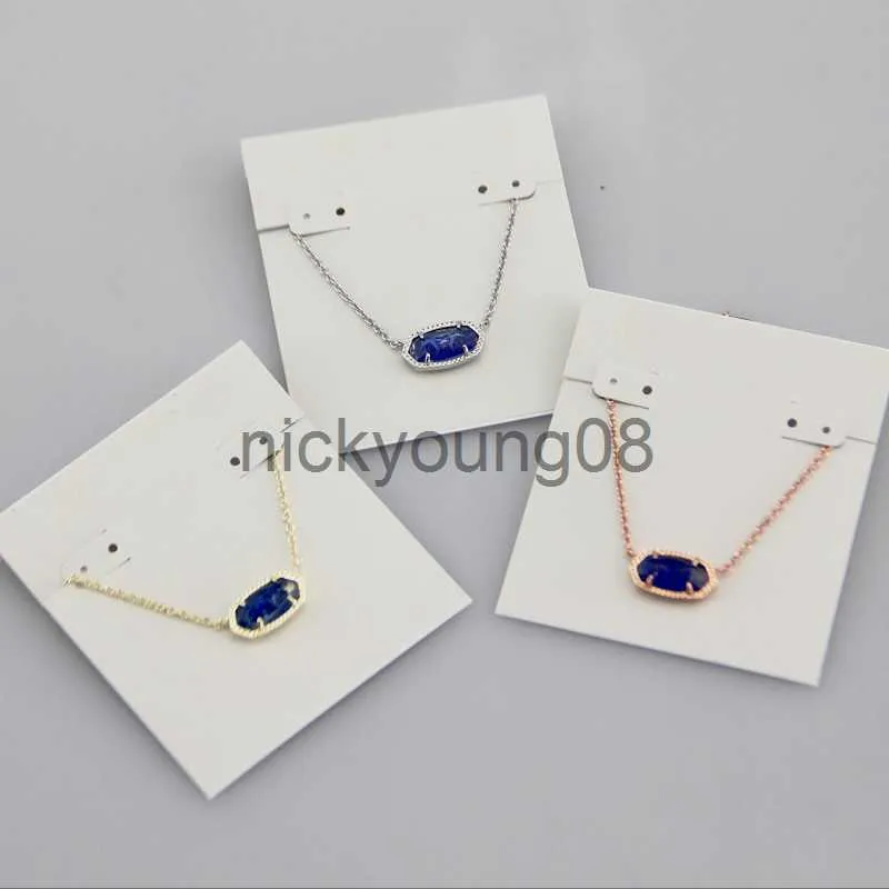 Colares com Pingente Colares com Pingente Colar de Pedra Azul Real Banhado a Ouro 18K Pendentes Glitter Jóias Carta Presente Com saco de pó grátis x0711