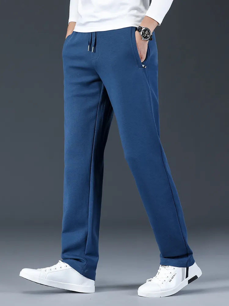Pantalons pour hommes printemps poches zippées pantalons de survêtement longs hommes joggeurs bleu noir gris vêtements de sport piste droite pantalon en coton décontracté 230711