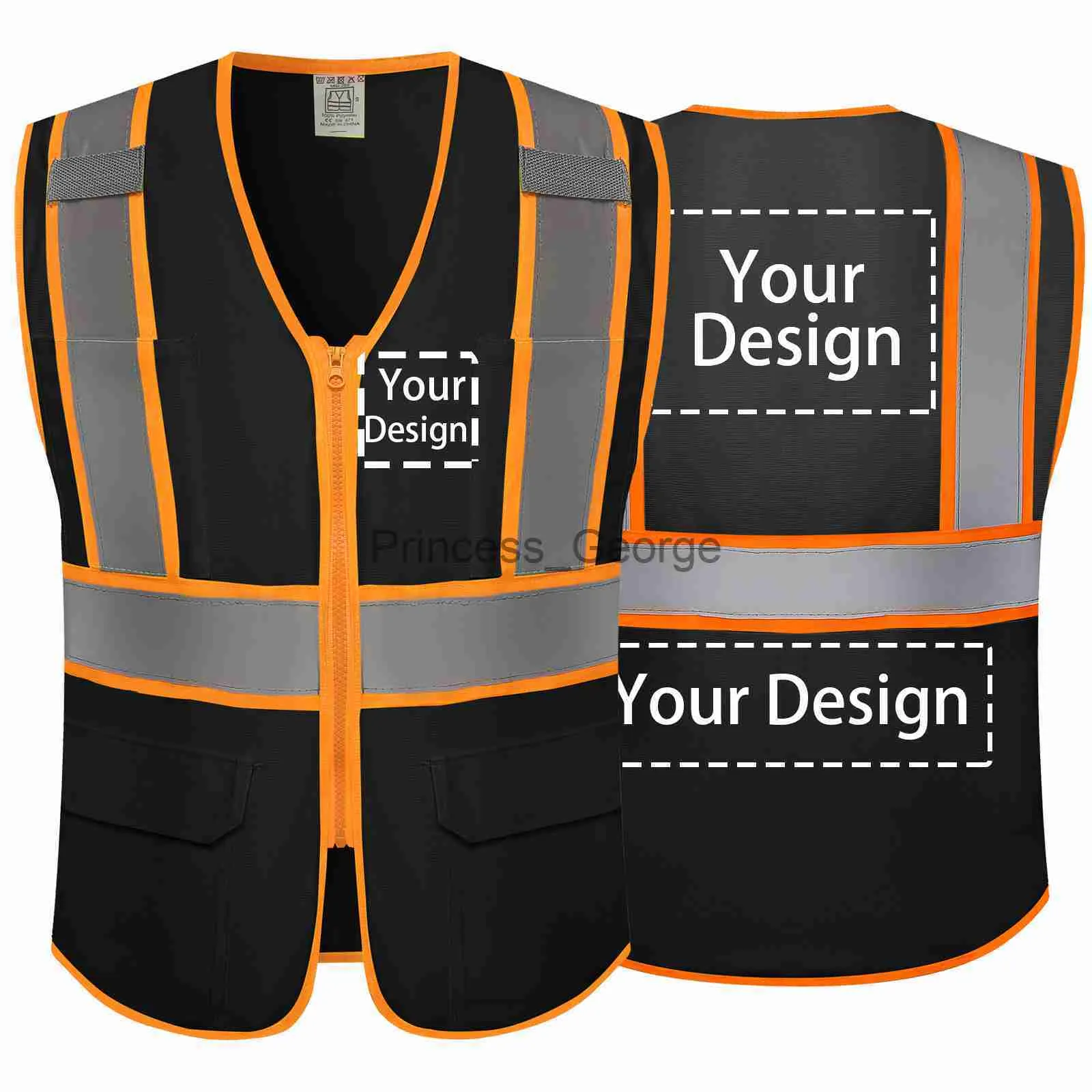 Autres vêtements Gilet de sécurité personnalisé Gilet de sécurité réfléchissant classe 2 ANSI avec poches zippées Uniforme de construction haute visibilité x0711