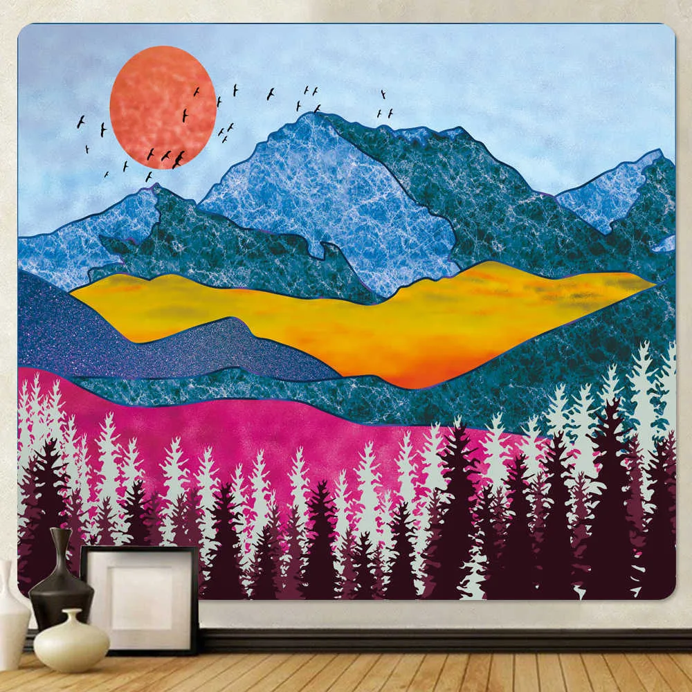 Nordic Tapestry Wall Hanging Yoga Mat Room Decor Landscape Scene Painting From Us little rock 9.72 DHgate.Com