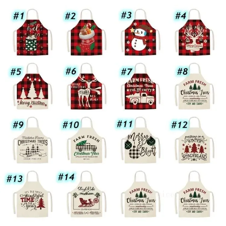 Christmas Apron linen home kitchen sleeveless smock parent-child party decorative apron T2I52806