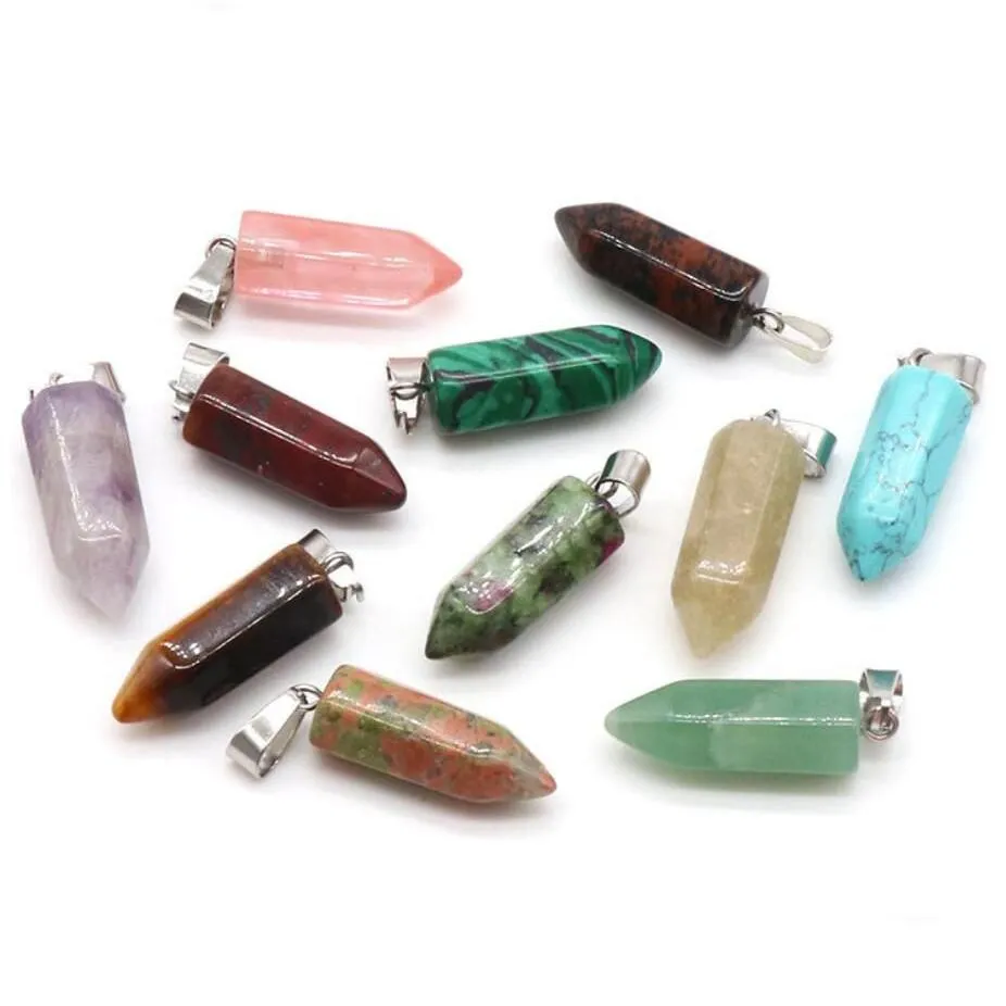 Charms Pietra naturale Colonna esagonale Cristallo di quarzo Chakra Reiki Healing Ciondolo per orecchini collana fai da te Accessori Drop Delivery Dhniq