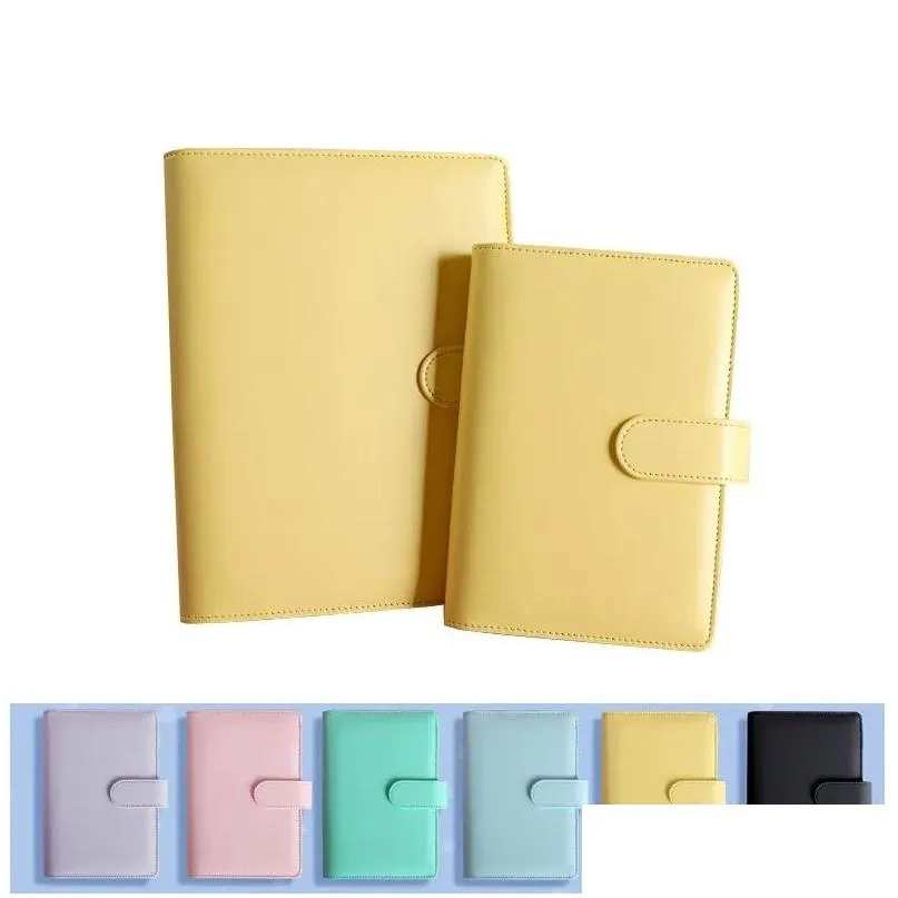 Blocos de notas A6 Binder Case 6 cores Notepad portátil Hand Ledger Notebook Pu Shell Alta qualidade Aron Color Office Artigos de papelaria Gift Drop Dhonr