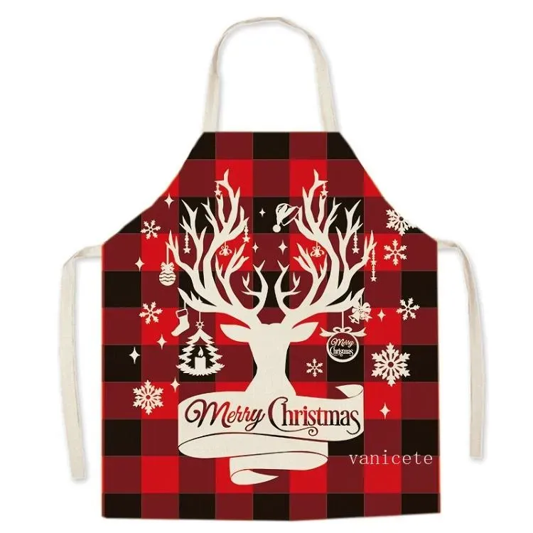 Christmas Apron linen home kitchen sleeveless smock parent-child party decorative apron T2I52806