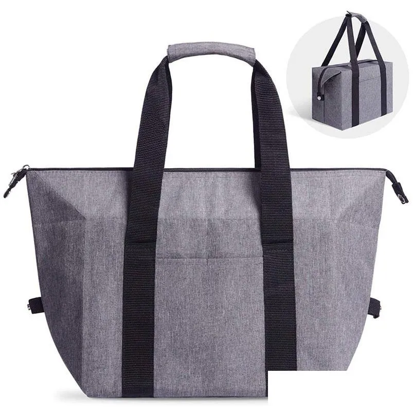 Opbergzakken Vouwen Thermische Insation Lunch Tote Bag Grote Capaciteit Outdoor Draagbare Aluminiumfolie Picknick Drop Delivery Huis Tuin Dhf4I