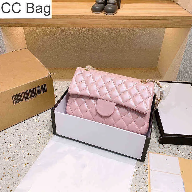 CC Bag Shopping s French High-end New Pearl Shoulder Paire de cuir véritable Flip Cover Chain Diamond Lattice Quilt High Capacity Famous