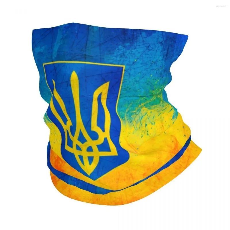 Bandanas Ukrainian Flag Bandana Neck Warmer Men Women Winter Ski Hiking Scarf Gaiter Coat Of Arms Ukraine Face Cover