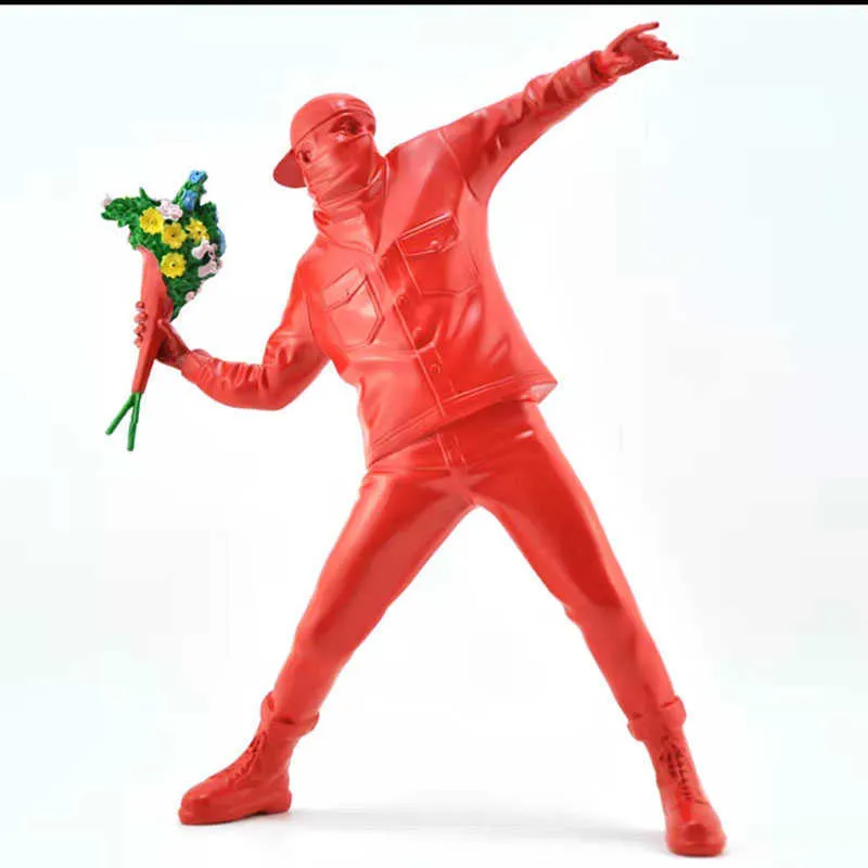 Banksy Flower Bomber Resin Figurine Modern England Street Banksy Flower Bomber Resin Figurine Modern England Street