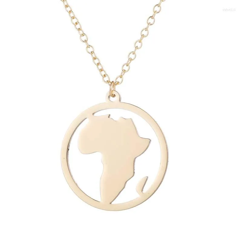 Hänge Halsband Love Africa Round Circle Charm Halsband Afrikania Rostfritt Afrikansk Kontinent Smycken Tillbehör