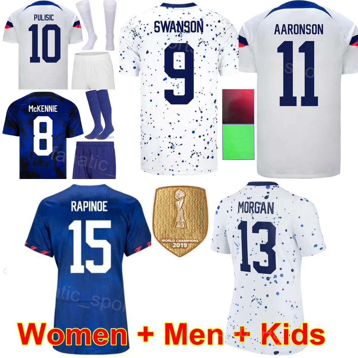 Fotbollslandslag Herr Barn Dam Megan Rapinoe tröja Alex Morgan Christian Pulisic Jesus Ferreira Trinity Rodman Mallory Swanson Aaronson Fotbollströja Kit