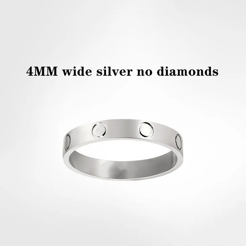 Miłość Pierścień Pierścień projektanta biżuterii damskiej Projektant biżuterii męskiej Pierścionki męskie Pierścionki 925 Sterling Silver Tytanowa stal Nigdy nie znikną Nie alergiczne-4/5/6mm pierścionek zaręczynowy