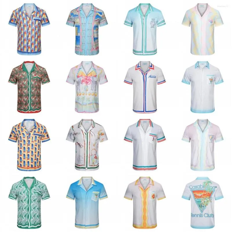 Мужские повседневные рубашки гавайская рубашка мужская летние буквы печатные издания с коротким рукавом блуз.