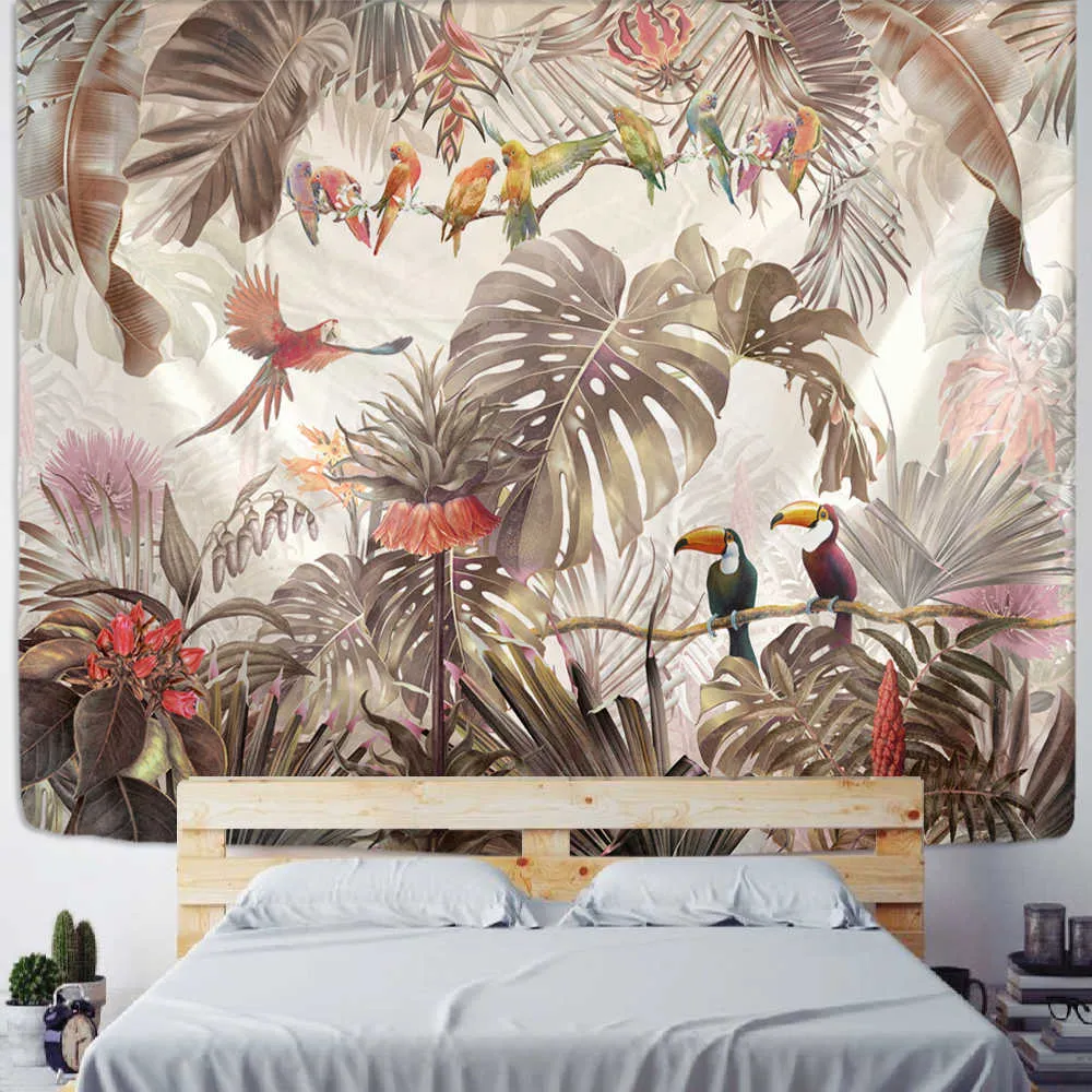Gobeliny kamery kopułowe rośliny palmowe gobelin wiszący hipis bohemian kolorowy sztuka w stylu tapiz pokój dekoracje domu