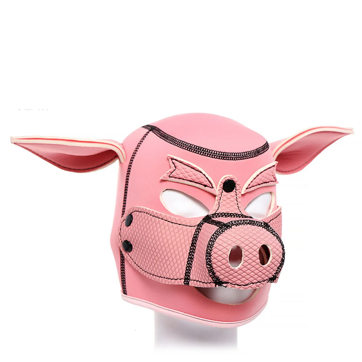 Giocattoli sessuali per coppie Maschera per animali fetish in neoprene con naso staccabile Testa piena Bondage BDSM Cappuccio per schiavo di maiale_voghion.com