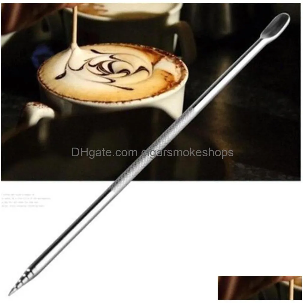 Kaffekonstnålar Barista Cappuccino Espresso Dekoration Latte Penna Tamper Nål Kreativ Högkvalitativ Fancy Stick-verktyg Xb1 Drop D Dhzba