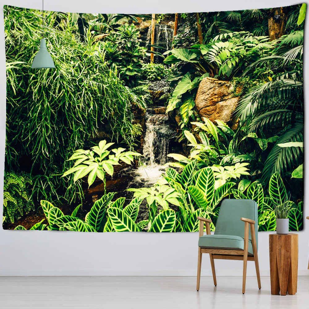 Tapestries Paulownia Bamboo Forest Wall Hanging Landscape Painting Tapestry Living Room Simple Background Cloth Decor