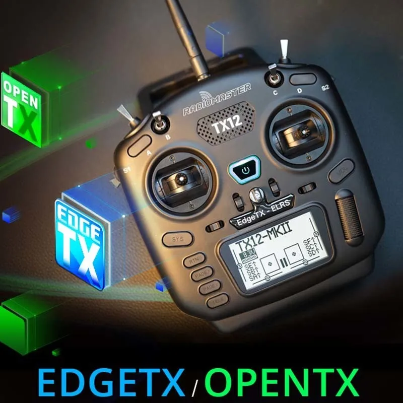 Radiomaster TX12 MK II – Radio-commande 16 Canaux 2.4GHz Avec Module ELRS, Noir