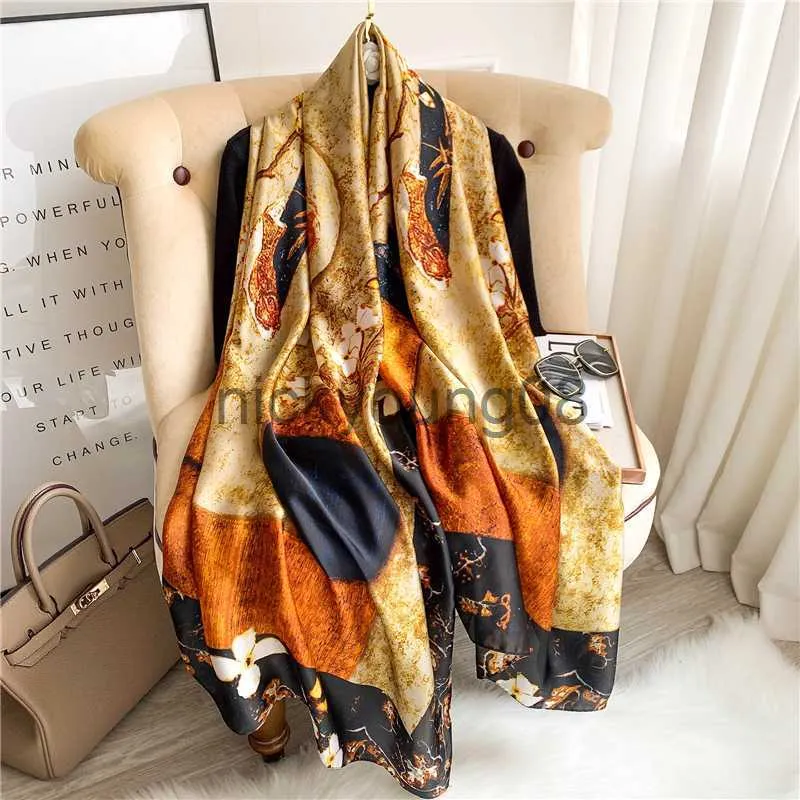 Sarongs 2022 Luxus Marke Frauen Seidenschal Strand Schal Und Echarpe Sommer Wrap Designer Schals Plus Größe Weibliche Stolen Bandana x0711