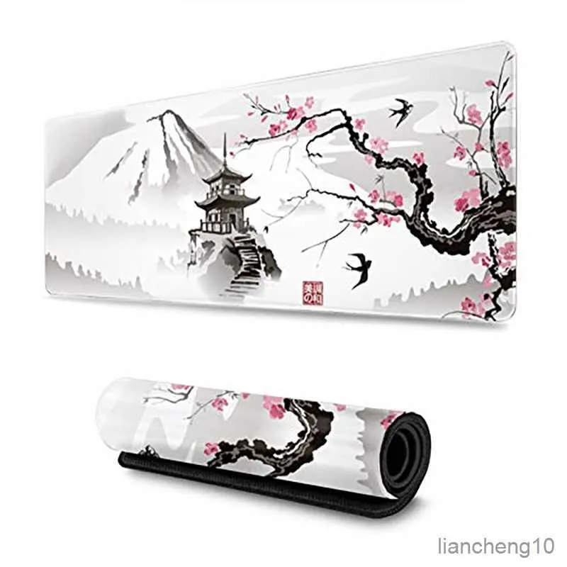 Mouse Pads Wrist Cherry Blossom Sakura Gaming Mouse Pad Office Rubber Locking Edge Big Computer Mousepad Desk Mat R230711